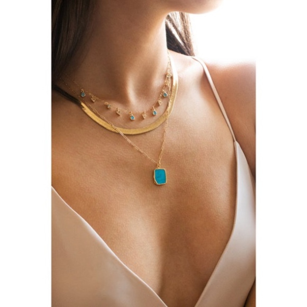 ✨Last 1! ✨14k Gold Turquoise Pendant Dainty Chain Necklace - Picture 5 of 16